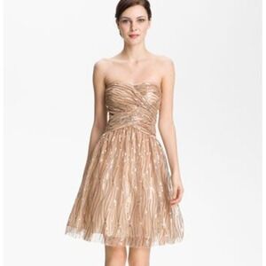 Hailey Logan by Adrianna Papell Dress 8 Gold Sequin Strapless Party Cocktail